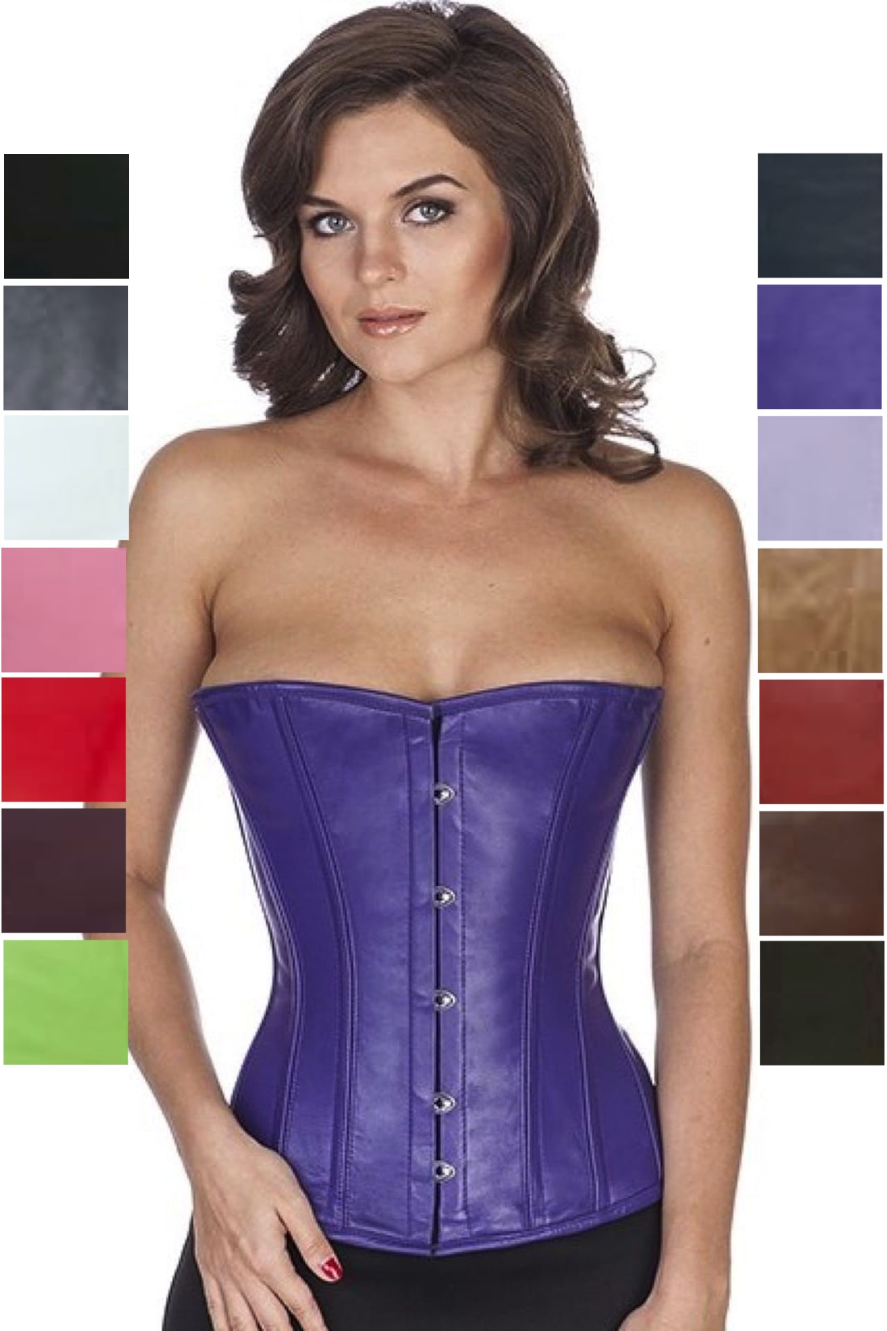 Corsetto viola pelle a mezzo seno lh32 Corsetto viola pelle a mezzo seno lh32