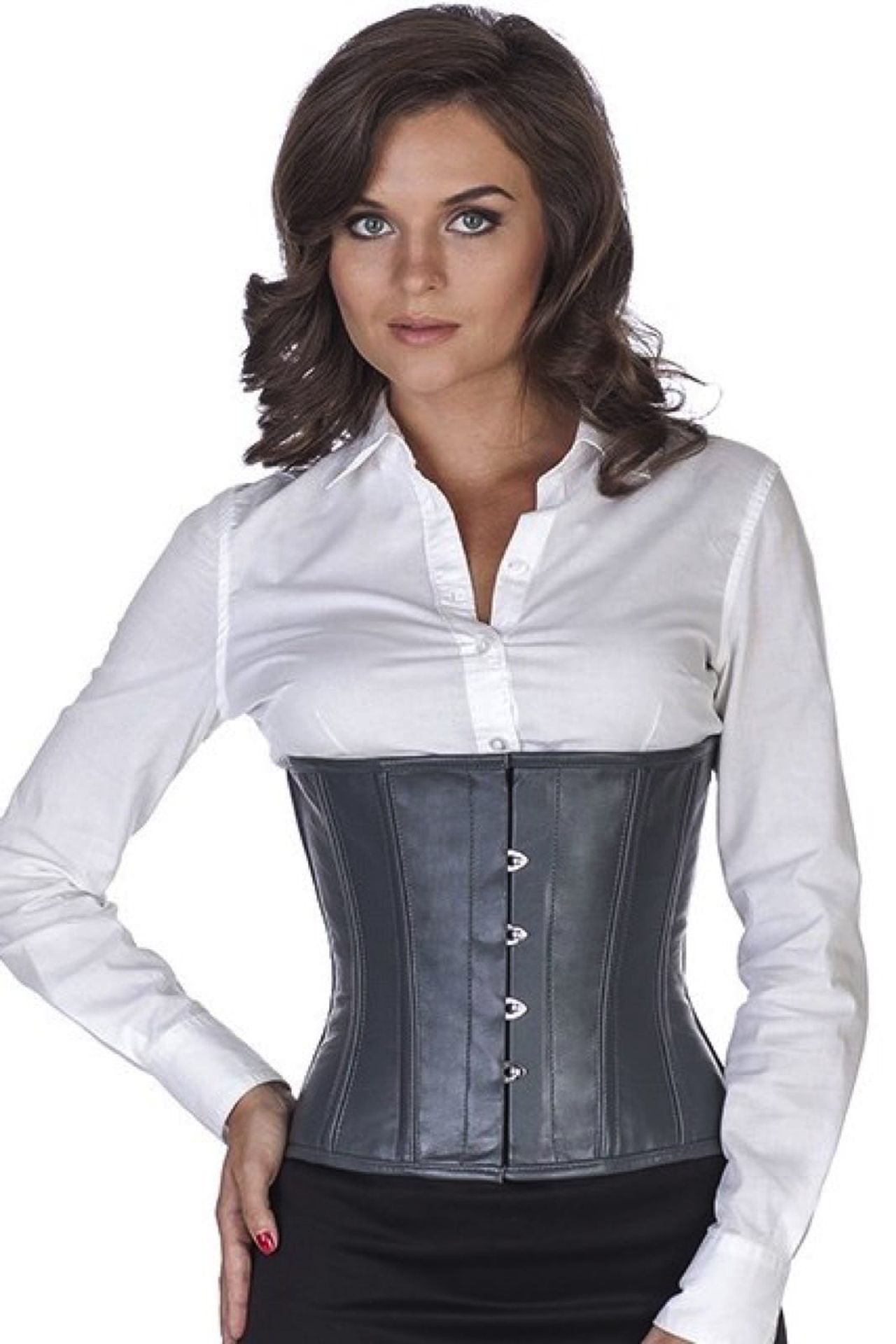 Nahkakorsetti harmaa vyötärönauhalla Nahkakorsetti harmaa vyötärönauhalla