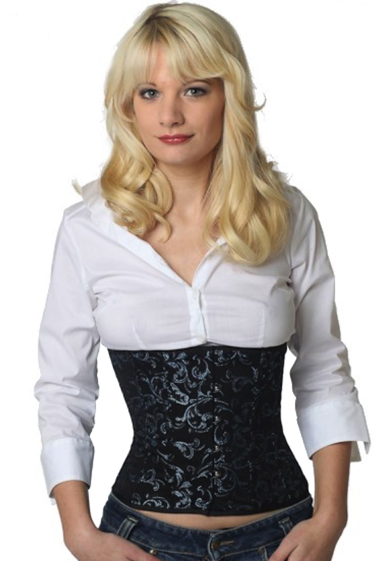 Korsett Brokad Blå Midja Korsett Korsett Brokad Blå Midja Korsett