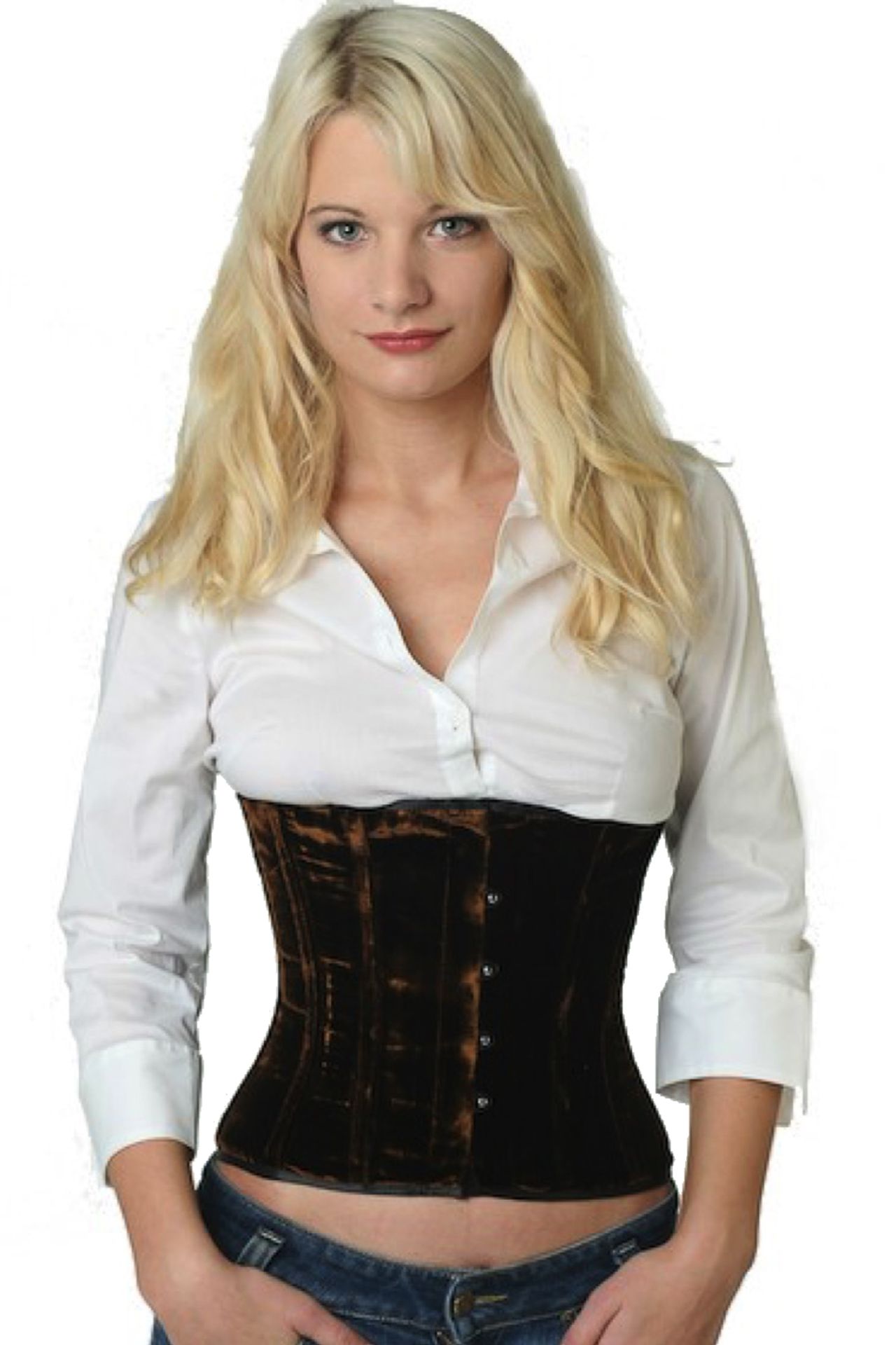 Fluweel corset bruin taille Korset vw59