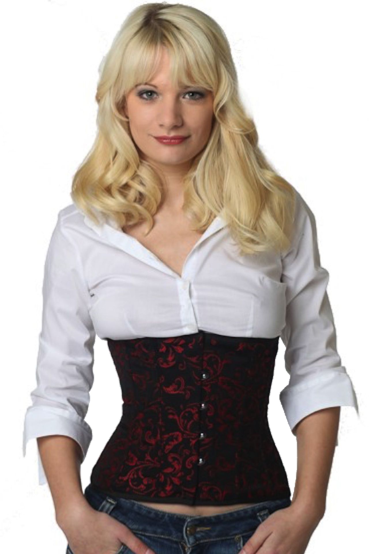 Brokaat corset rood taille Korset rw81
