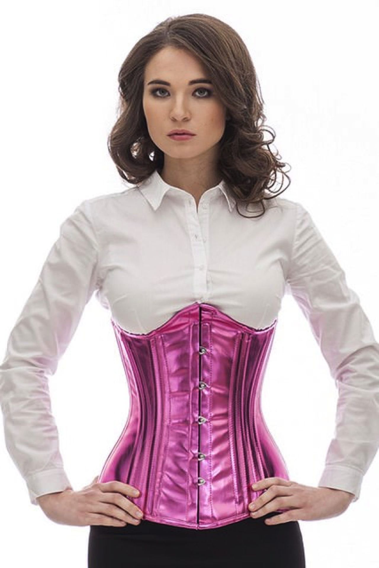 Lak corset roze glitter onderborst rond gevormd Korset pnG7