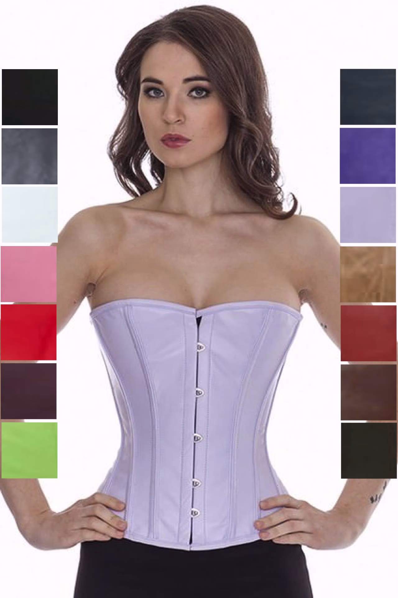 Corsage Korsett Violett Lila Hell Leder Halbbrust lh39