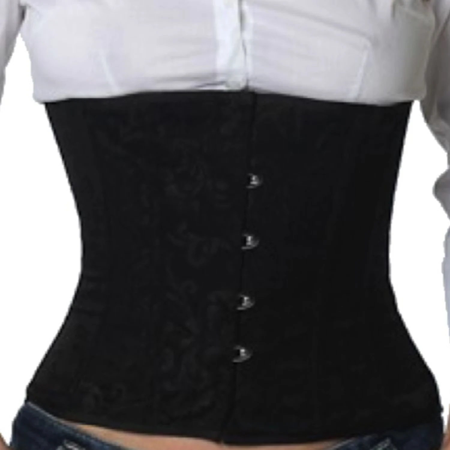 Korsett Svart Brokade Midje rw80 Ekte midjekorsett av elegant brokadestoff i svart for midjereduksjon